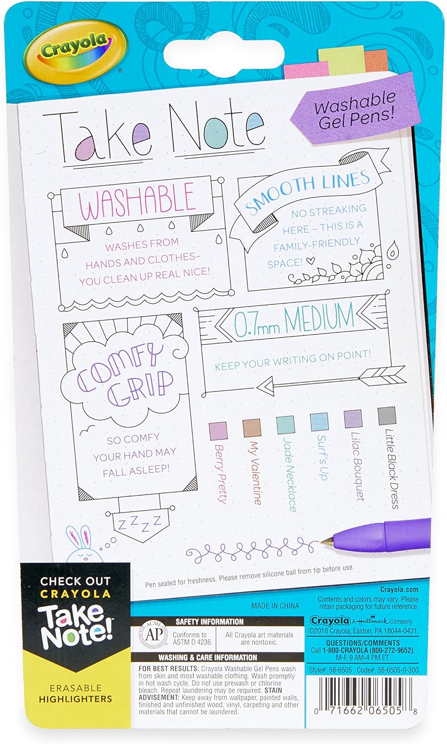 Crayola Take Note Washable Gel Pens - Pack of 6 - Laadlee