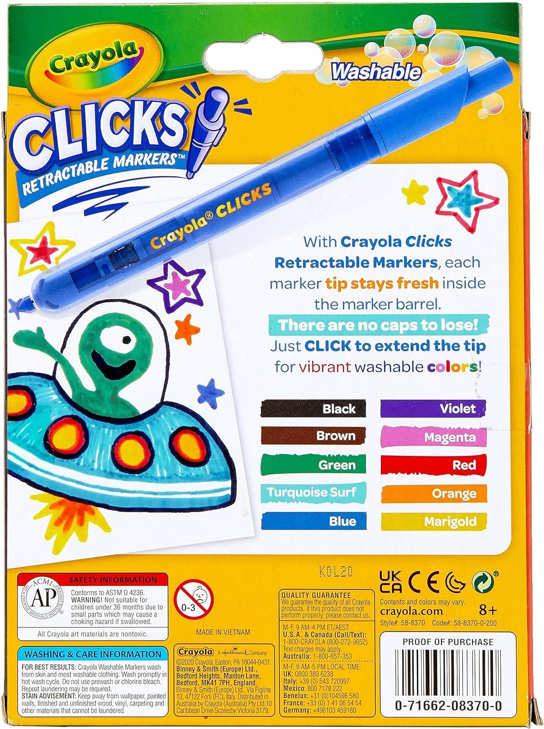 Crayola Super Clicks Retractable Markers - Pack of 10 - Laadlee