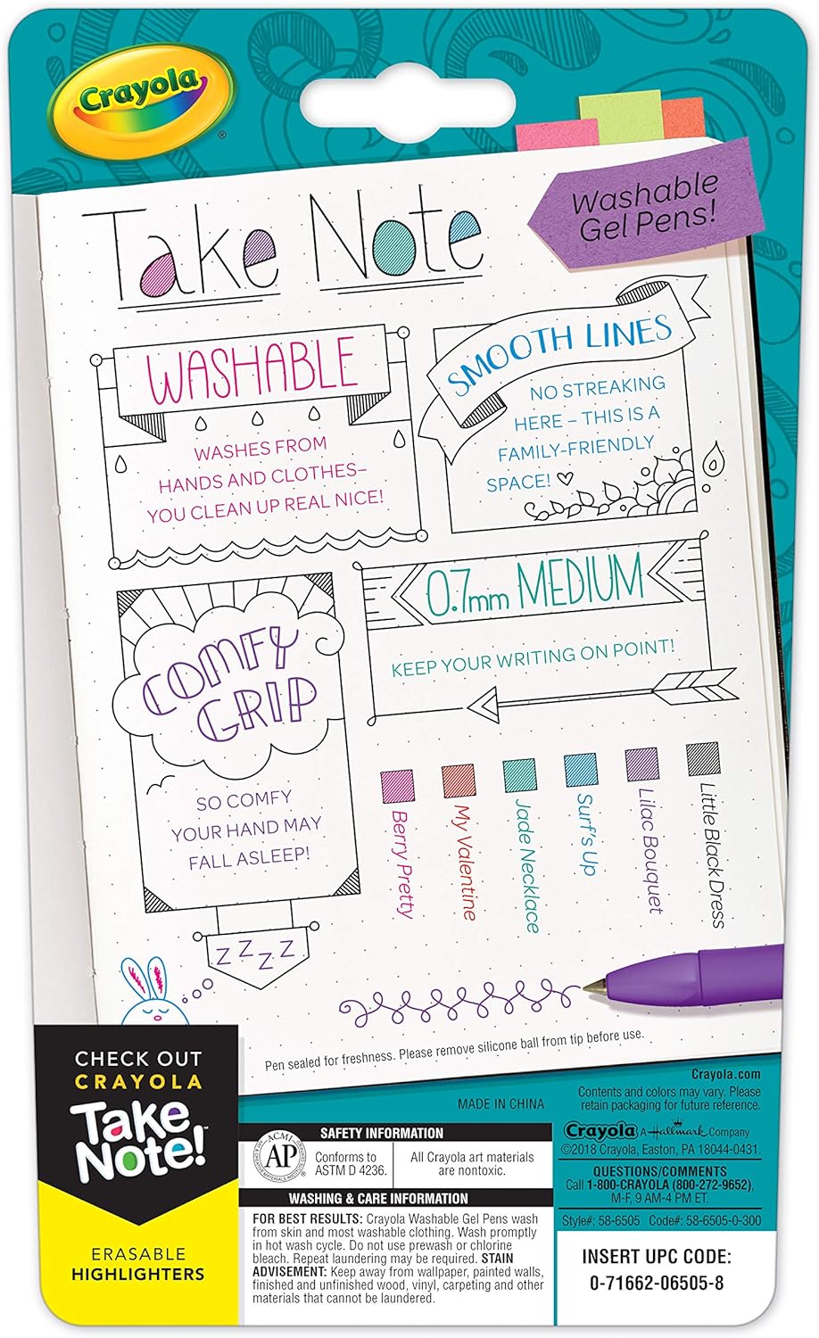 Crayola Take Note Washable Gel Pens - Pack of 6 - Laadlee