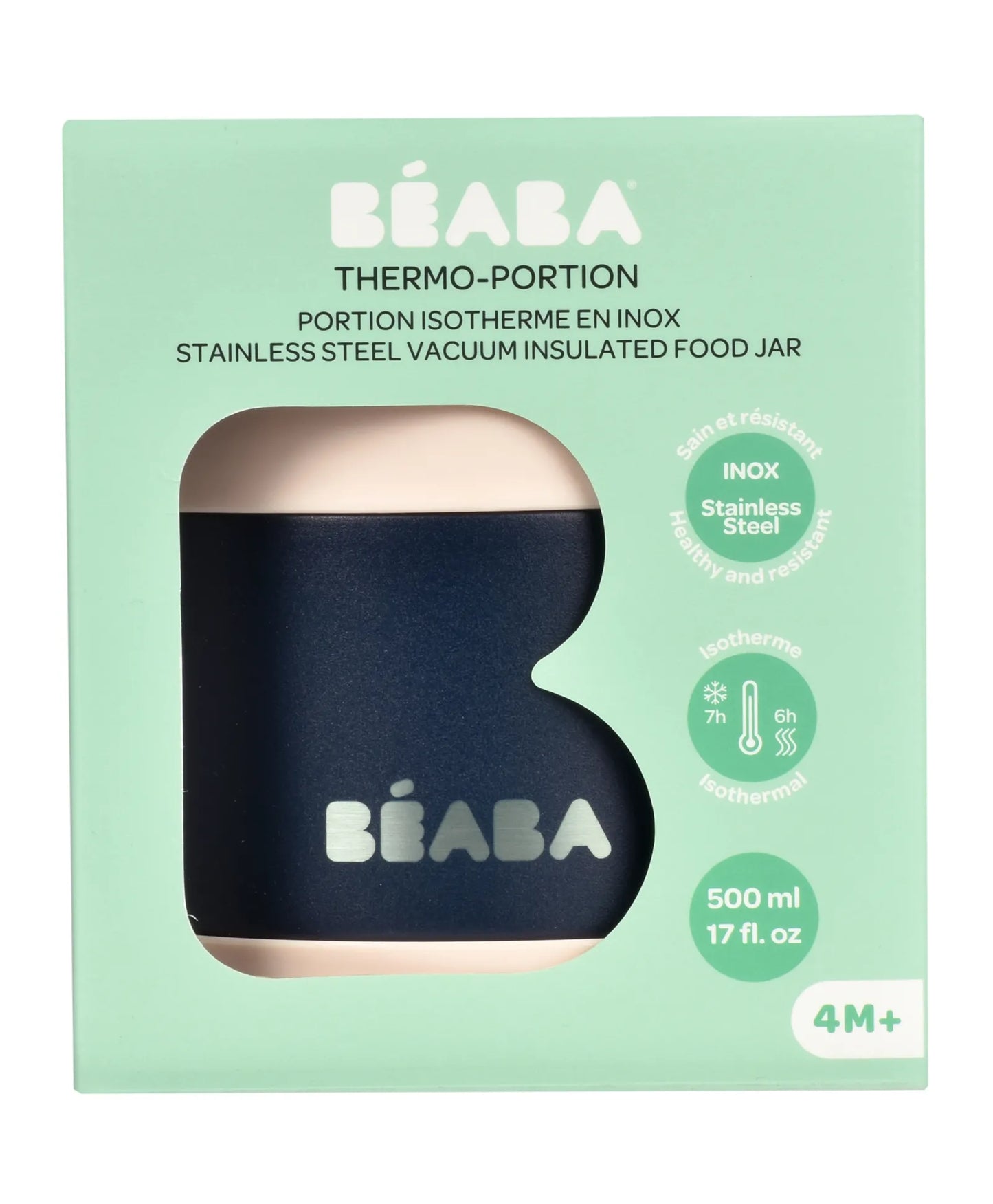 Beaba Thermo Portion 500ml - Light Pink & Night Blue