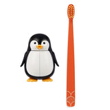Flipper Oral Hygienic Set Fun Animal Kids Toothbrush With Holder - Penguin