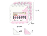 Sunta 2 Colours Triangle Puzzle Floor Mat 16 Pcs - Pink