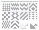 Sunta, 2 Colours Triangle Puzzle Floor Mat 16Pcs - Grey
