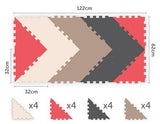 Sunta 4 Colours Triangle Puzzle Floor Mat 16Pcs