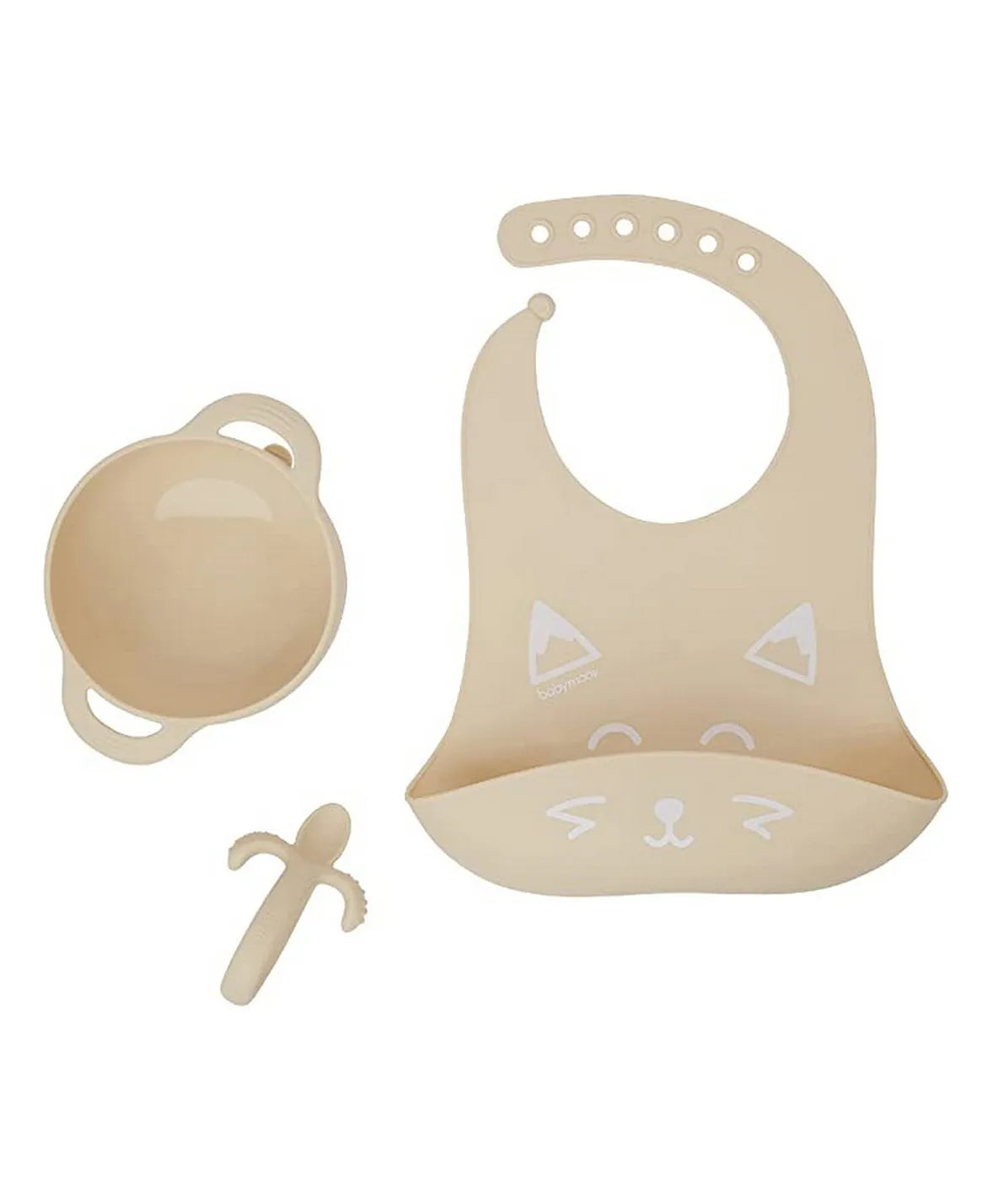 Babymoov Silicone Bowl, Spoon and Bib Weaning Set 3 Pc - Peach