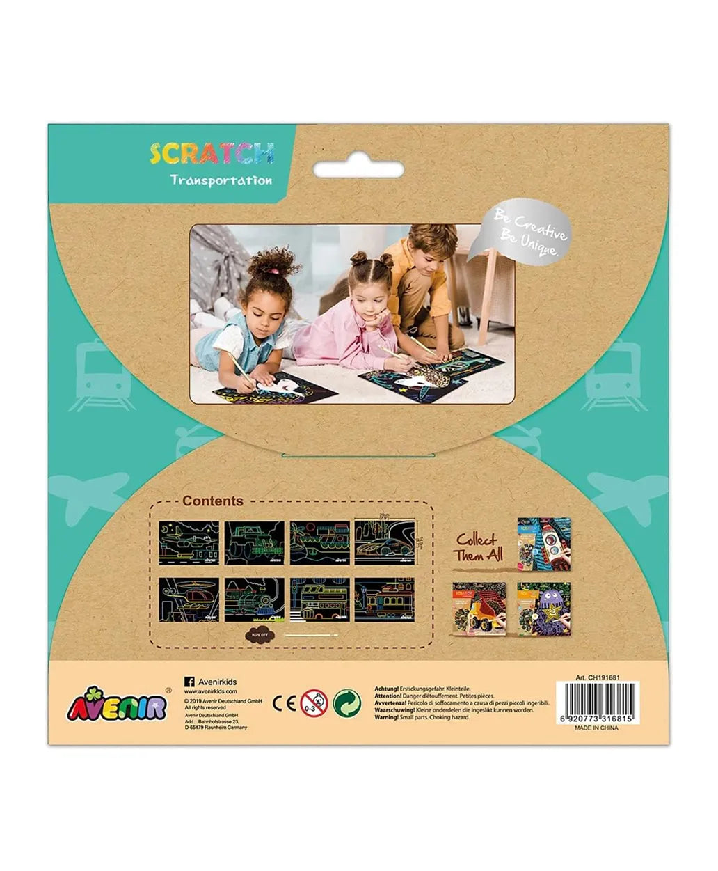 Avenir Scratch Art Kit - Transportation - Laadlee