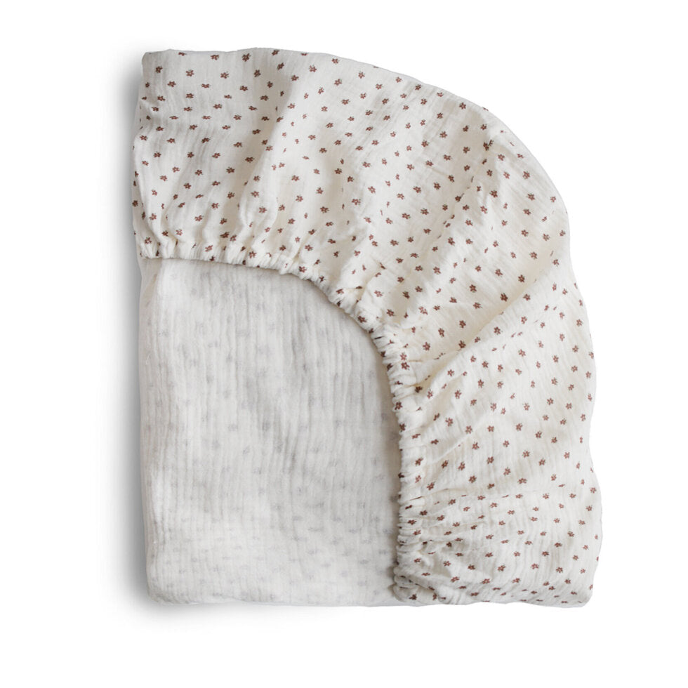 Mushie Crib Sheet Medium Bloom - Laadlee