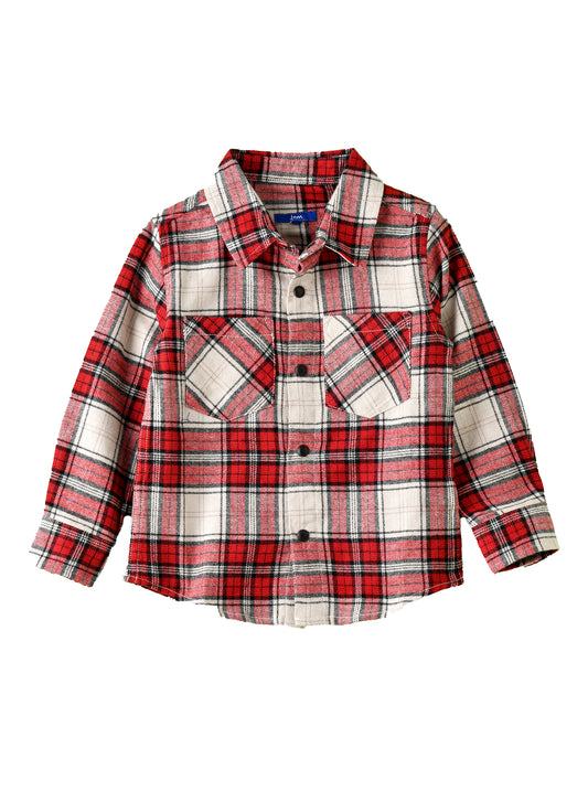 Jam Boys Plaid Flannel Shirt - Red & White