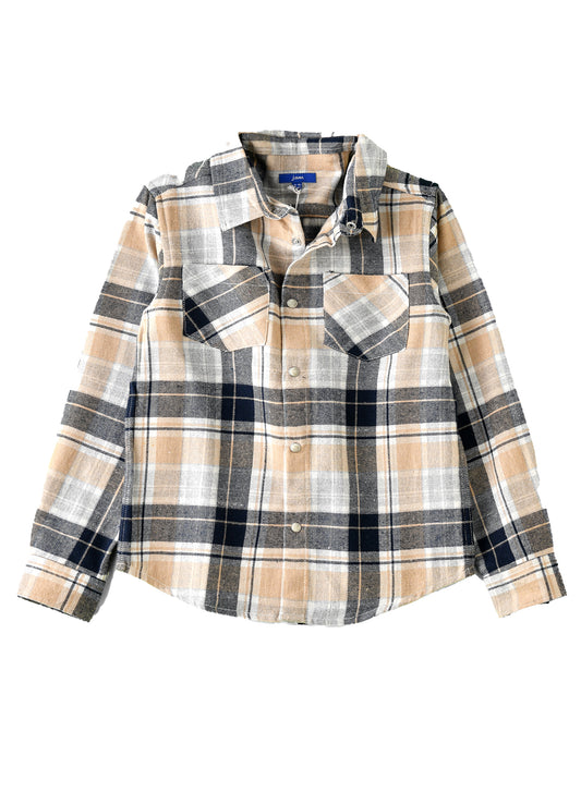 Jam Boys Plaid Flannel Shirt - Beige & Black