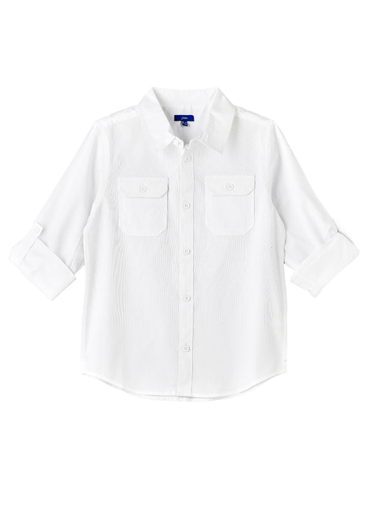 Jam Boys Casual Shirt with Roll-Up Sleeves - White