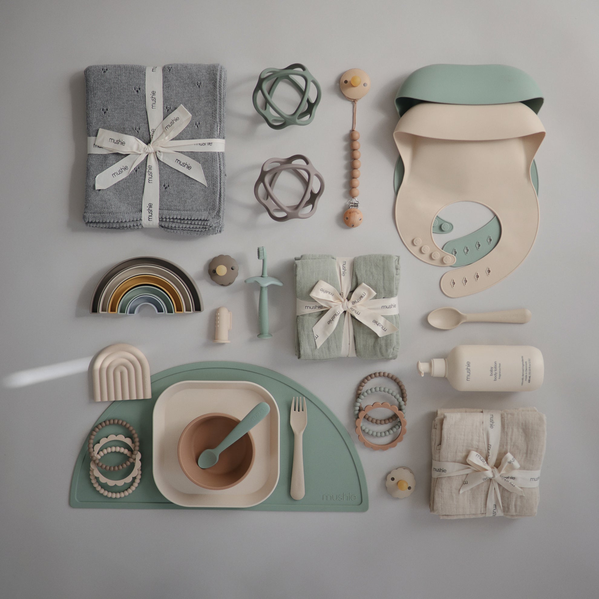 Mushie Knitted Baby Blanket Pointelle Gray Melange - Laadlee