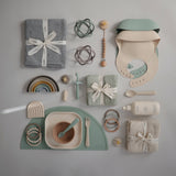 Mushie Knitted Baby Blanket Pointelle Gray Melange - Laadlee