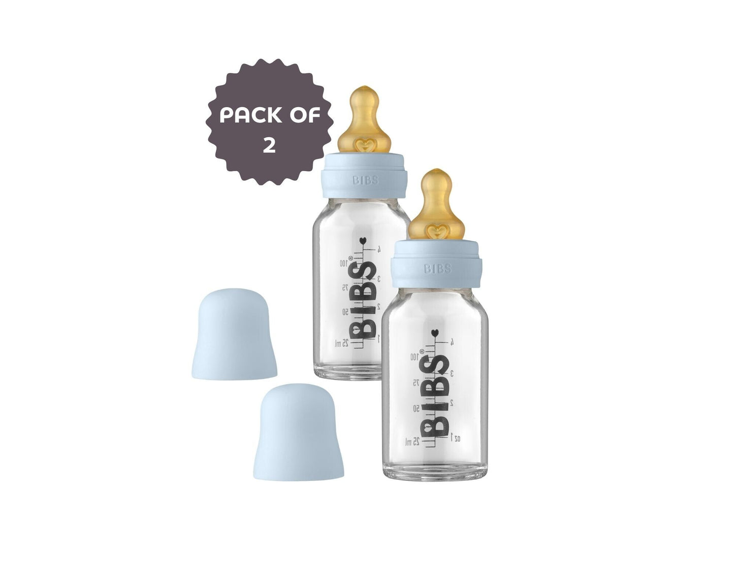 Bibs Baby Feeding Bottle 110ml - Baby Blue (Pack of 2)