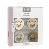 BIBS  Colour Round Latex  Pacifier Size 1 Ivory Sand Vanilla Dark Oak (Pack of 4)