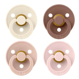 BIBS Colour Round Latex Pacifier Size 2 - Ivory Blush Woodchuck Blossom (Pack Of 4)