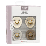 BIBS Colour Round Latex Pacifier Size 2 - Ivory Sand Vanilla Dark Oak (Pack Of 4)