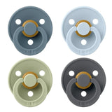 BIBS Colour Round Latex Pacifier Size 2 - Petrol Sage Baby Blue Iron (Pack Of 4)