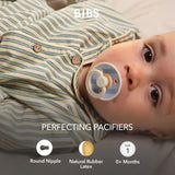 BIBS Studio Colour Round Latex Pacifier Size 1 - Baby Blue Dusty Blue Mix (Pack Of 2)
