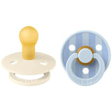 BIBS Studio Colour Round Latex Pacifier Size 1 - Baby Blue Dusty Blue Mix (Pack Of 2)