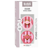 BIBS Studio Colour Round Latex Pacifier Size 1 - Baby Pink Coral (Pack Of 2)