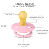 BIBS Studio Colour Round Latex Pacifier Size 1 - Baby Pink Coral (Pack Of 2)