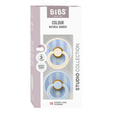 BIBS Studio Colour Round Latex Pacifier Size 2 - Baby Blue Dusty Blue Mix (Pack Of 2)
