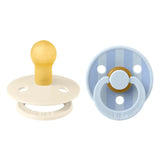 BIBS Studio Colour Round Latex Pacifier Size 2 - Baby Blue Dusty Blue Mix (Pack Of 2)