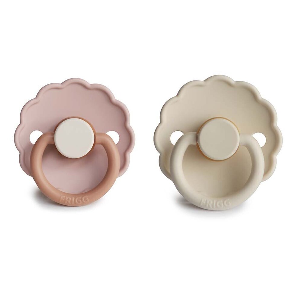 Frigg Daisy Latex Baby Pacifier 6M-18M, 2Pack, Biscuit/Cream - Size 2 - Laadlee