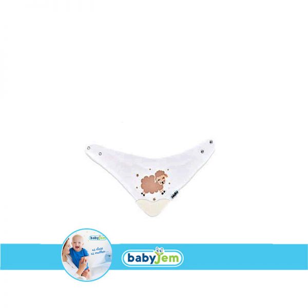 Babyjem Triangle Bib with Teether - White