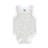 Babies Basic Alphabet Printed Sleeveless Romper Bodysuit- Set of 3