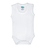 Babies Basic Super Combed Cotton Sleeveless StripedBodysuit - White - Set of 3