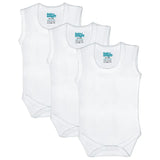 Babies Basic Sleeveless Plain Bodysuit - White - Set of 3