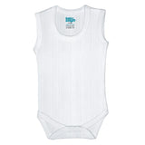 Babies Basic Combed Cotton Sleeveless Striped Bodysuit - White - Set of 3