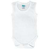 Babies Basic Cotton Sleeveless Striped Bodysuit - White - Set of 3