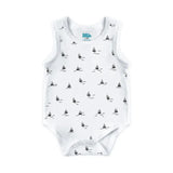 Babies Basic Boat Printed Sleeveless Romper Bodysuit- Set of 3