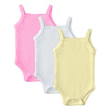 Babies Basic Sleeveless Romper Bodysuit- Pink/ Lemon/ White - Set of 3
