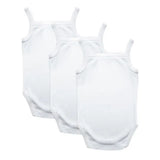Babies Basic Sleeveless Romper Bodysuit- White - Set of 3