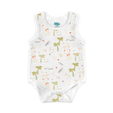Babies Basic Giraffe Printed Sleeveless Romper Bodysuit- Set of 3