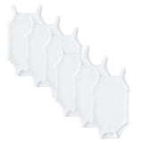 Babies Basic Sleeveless Romper Bodysuit- White - Set of 6