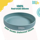 BabiesBasic Silicone Feeding Plate with Suction - Blue