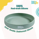 Babies Basic Silicone Feeding Plate with Suction - Green