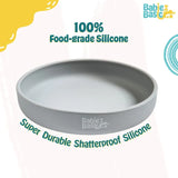 Babies Basic Silicone Feeding Plate with Suction - Gray