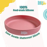 Babies Basic Silicone Feeding Plate with Suction - Pink