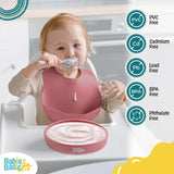 Babies Basic Silicone Feeding Plate with Suction - Pink