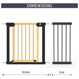 Baby Safe Wooden Safety Gate with 35cm Black Extension - Natural Wood