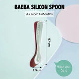 Beaba 1st Age Silicone Baby Spoons Pack of 4 - Grey & Sage Green