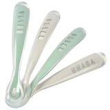 Beaba 1st Age Silicone Baby Spoons Pack of 4 - Grey & Sage Green