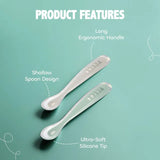 Beaba 1st Age Silicone Baby Spoons Pack of 4 - Grey & Sage Green