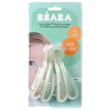 Beaba 2nd Age Silicone Spoon Velvet Pack of 4 - Grey & Sage Green