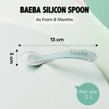 Beaba 2nd Age Silicone Spoon Velvet Pack of 4 - Grey & Sage Green